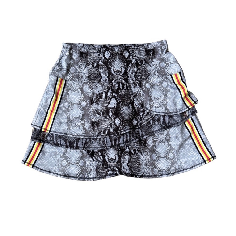 Lucky in Love Snake Print Layered Tennis Skort with Yellow & Red Stripe